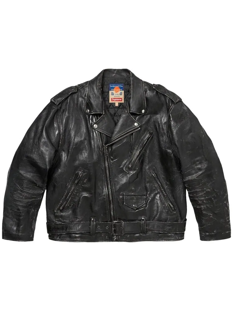 Куртка Supreme x blackmeans Painted Leather Motorcycle Jacket — изображение 1 из 2, черный
