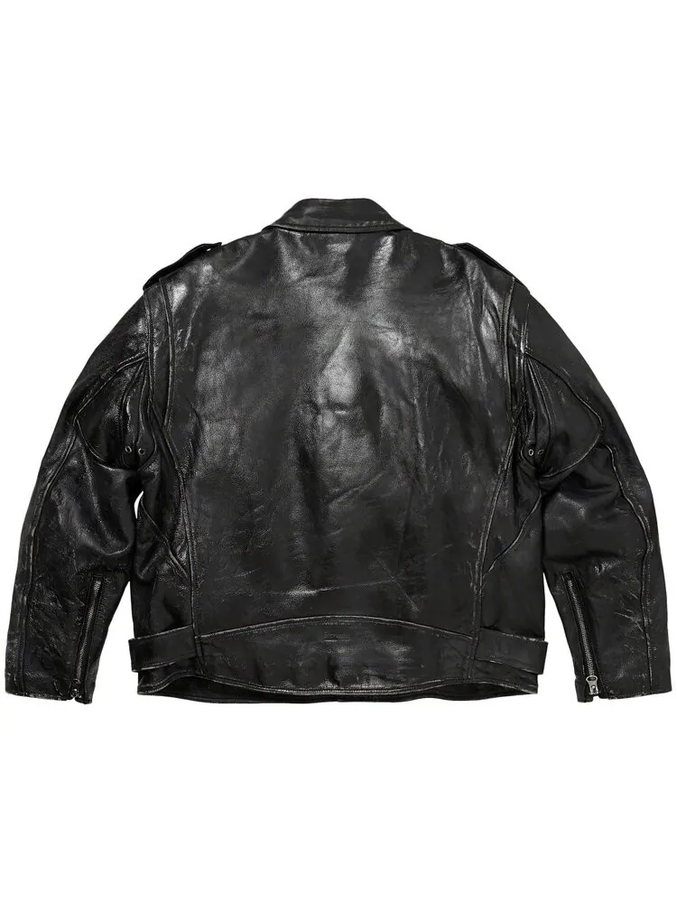 Куртка Supreme x blackmeans Painted Leather Motorcycle Jacket — изображение 2 из 2, черный