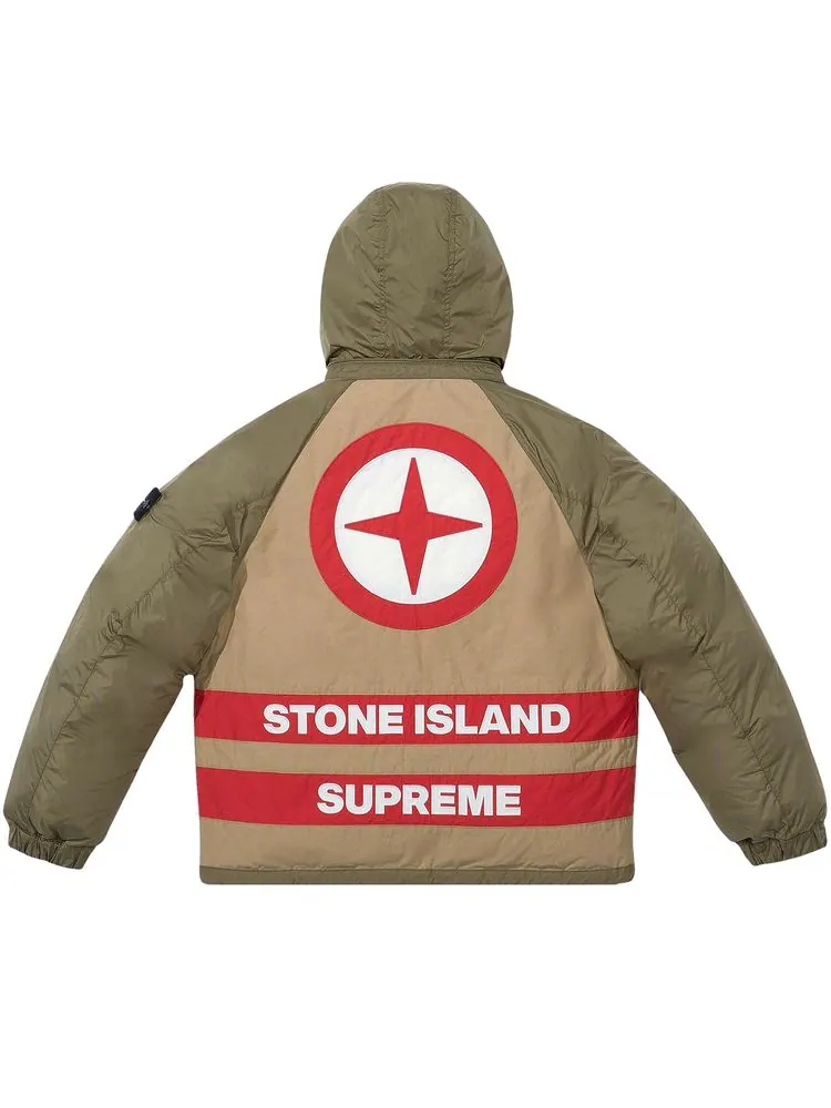 Куртка Supreme x Stone Island Reversible Down Puffer Jacket 'Olive' — изображение 2 из 2, оливковый
