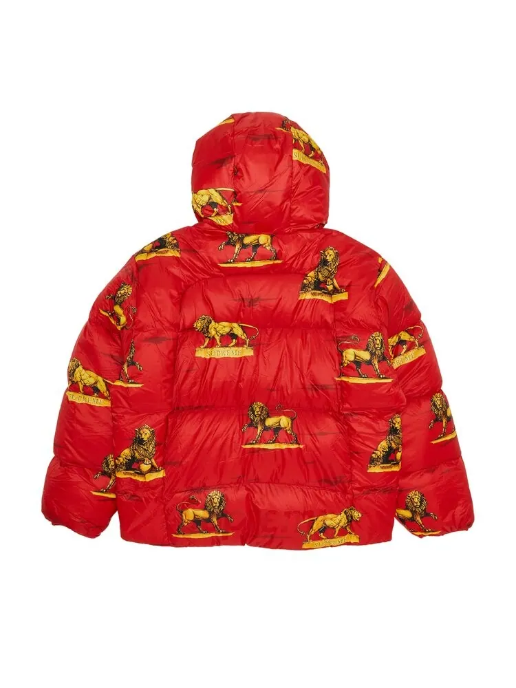 Куртка Supreme Featherweight Down Puffer 'Lions' — изображение 2 из 3, красный