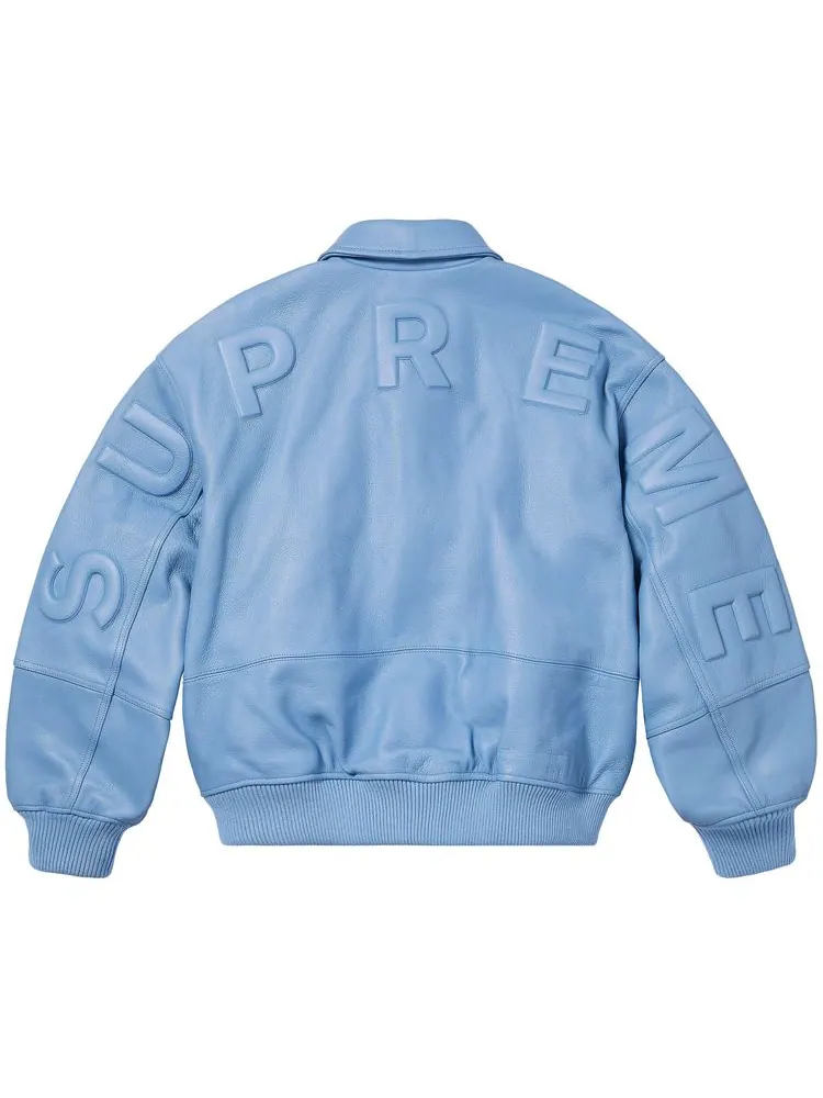 Куртка Supreme GORE-TEX Infinium WINDSTOPPER Leather Varsity Jacket 'Light Blue' — изображение 2 из 2, светлый синий