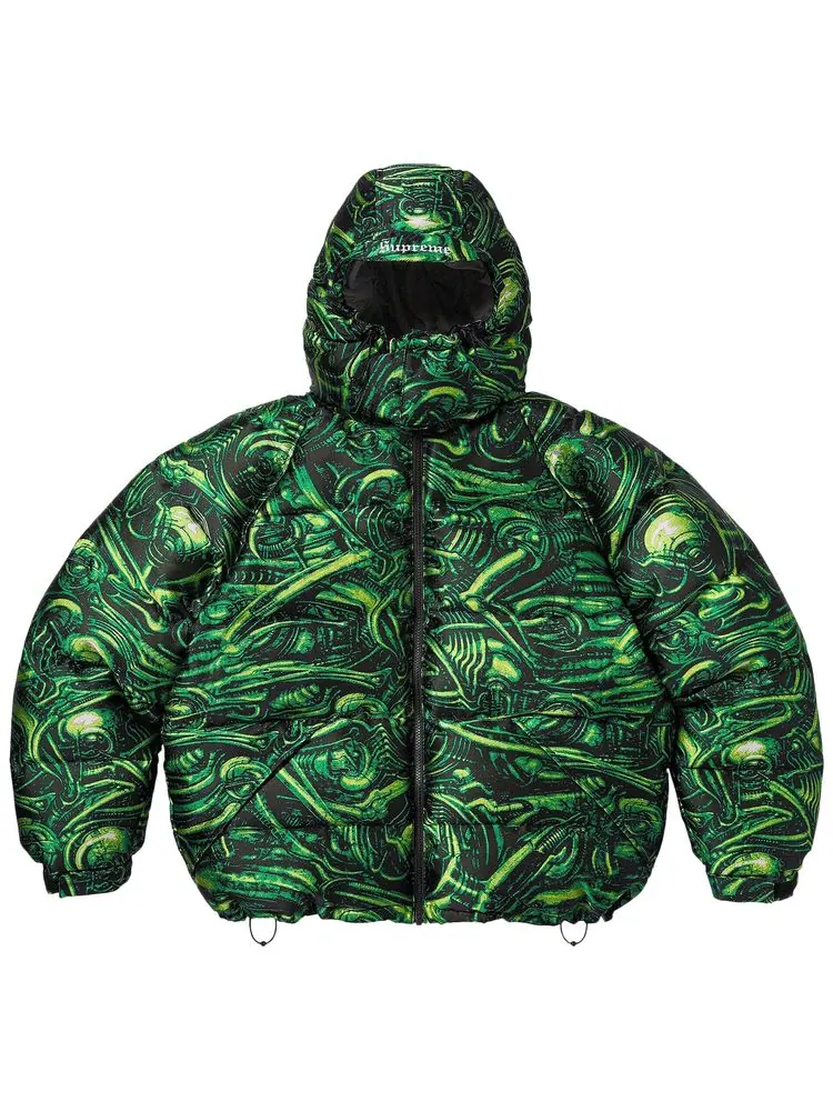 Куртка Supreme H.R. Giger Jacquard Down Puffer Jacket 'Green' — изображение 1 из 3, зеленый