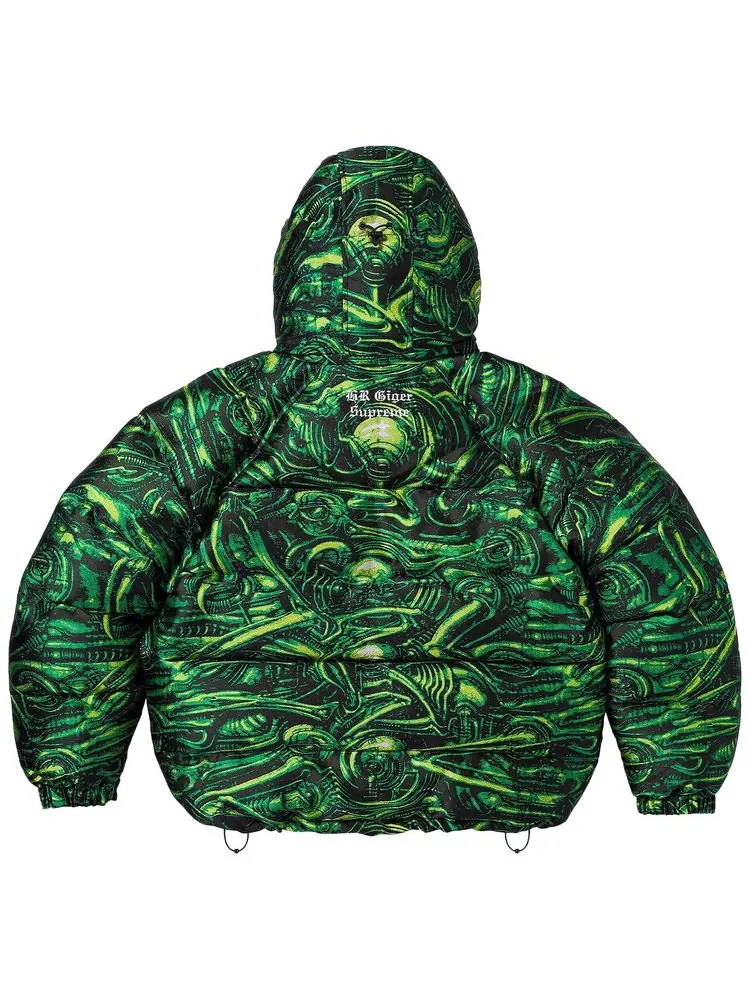 Куртка Supreme H.R. Giger Jacquard Down Puffer Jacket 'Green' — изображение 2 из 3, зеленый