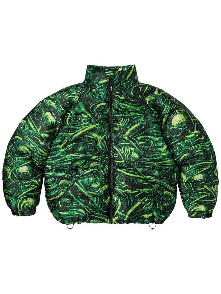 Куртка Supreme H.R. Giger Jacquard Down Puffer Jacket 'Green' — изображение 3 из 3, зеленый