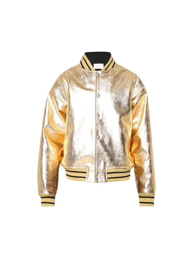 Куртка Rhude Metalic Leather Bomber 'Gold'