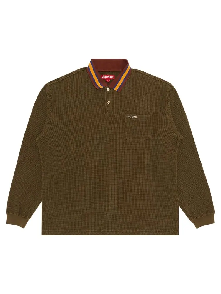 Поло Supreme Thermal Long-Sleeve 'Olive' — изображение 1 из 3, зеленый