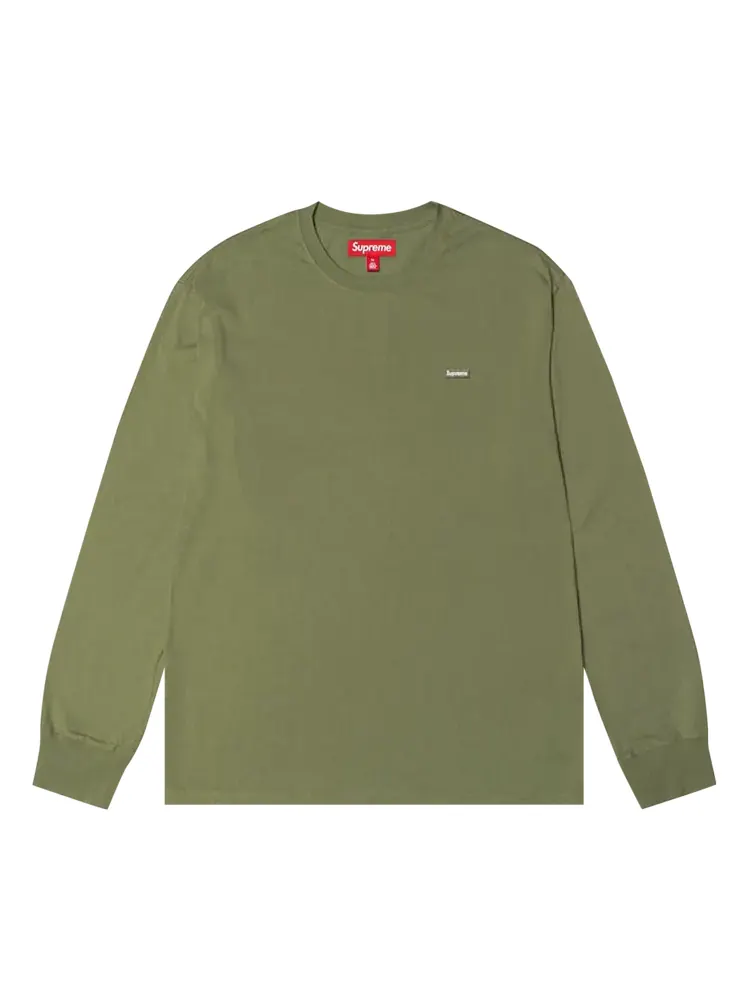 Футболка Supreme Small Box Long-Sleeve 'Light Olive' — изображение 1 из 1, зеленый