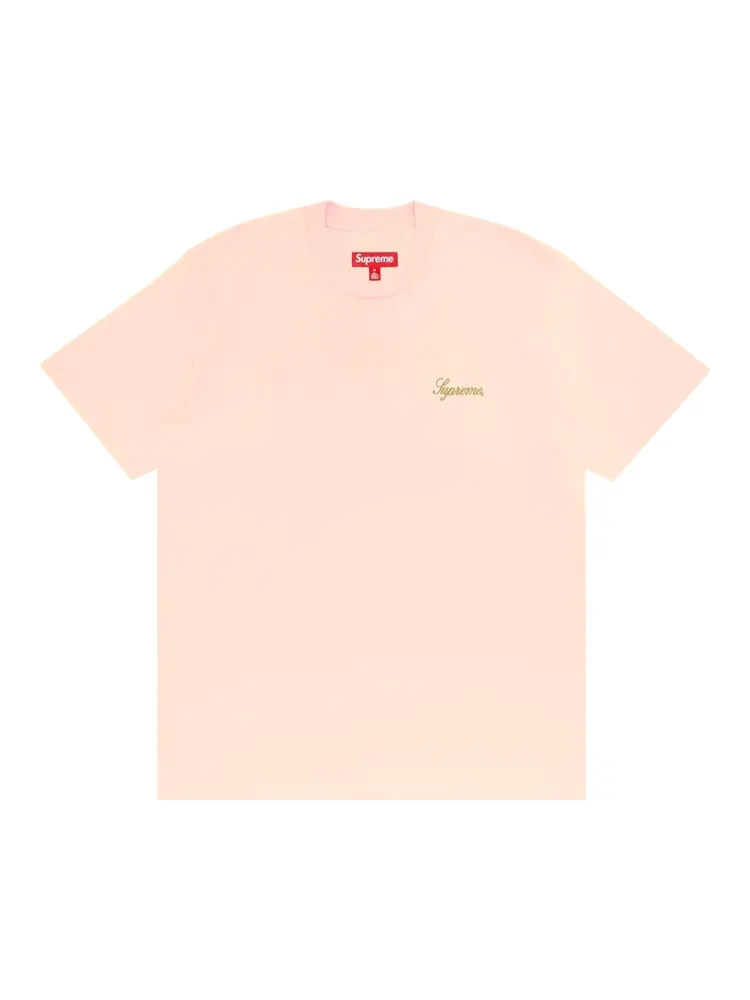Топ Supreme Washed Script Short-Sleeve 'Rose' — изображение 1 из 2, розовый