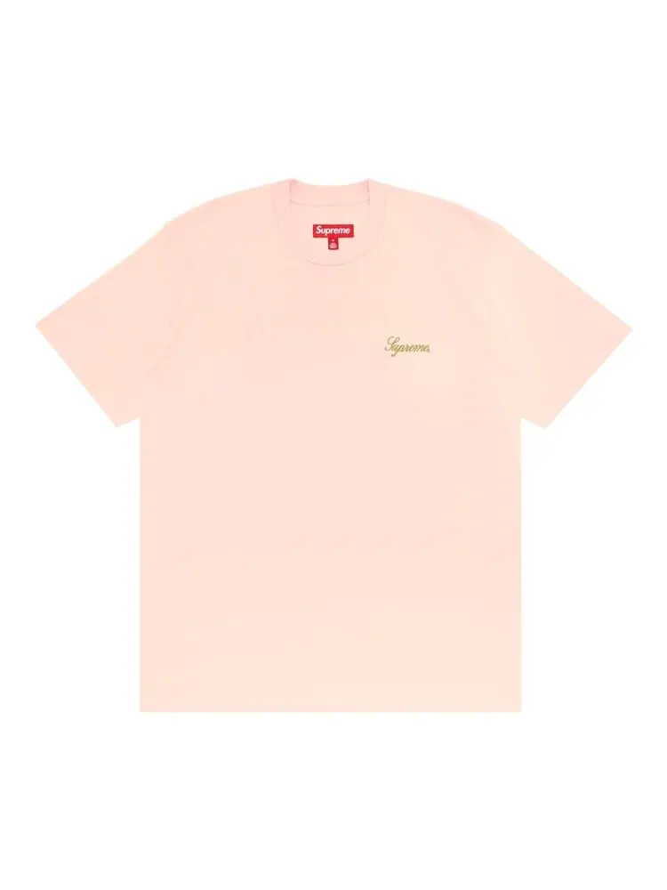 Топ Supreme Washed Script Short-Sleeve 'Rose' — изображение 2 из 2, розовый