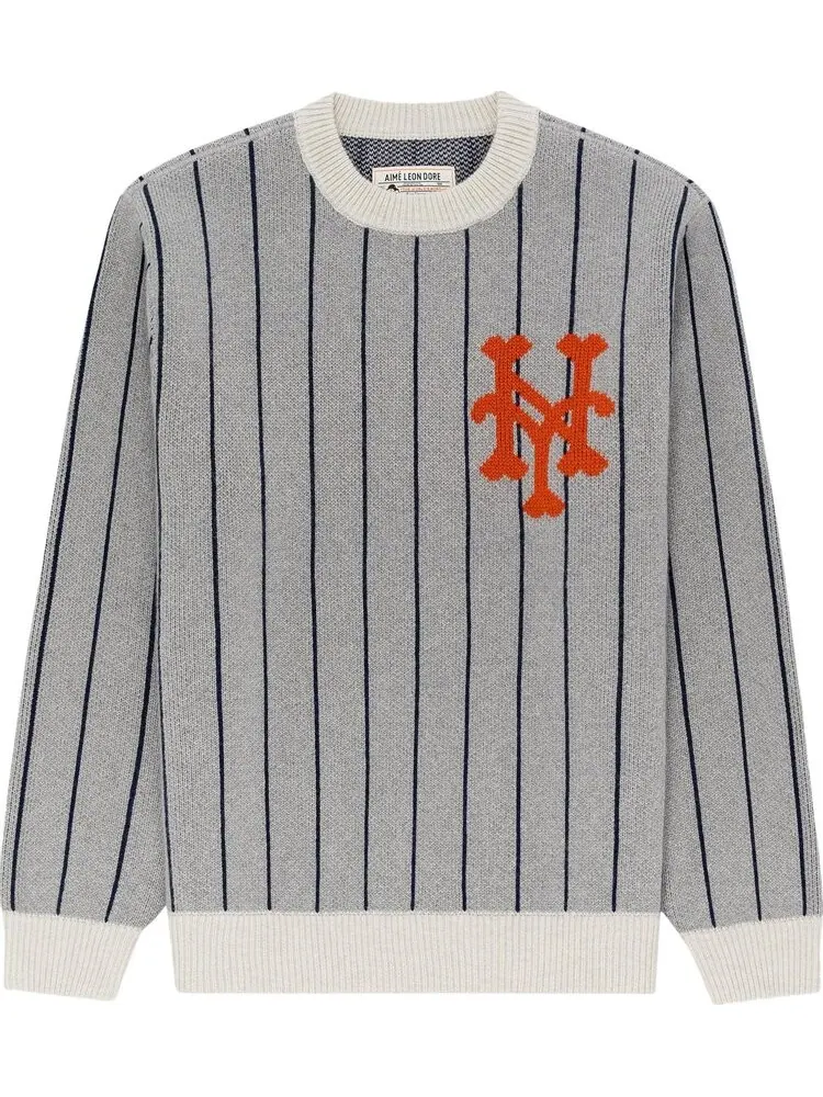 Свитер Aimé Leon Dore x New York Mets Pinstripe 'Silver Mix' — изображение 1 из 1, серебряный