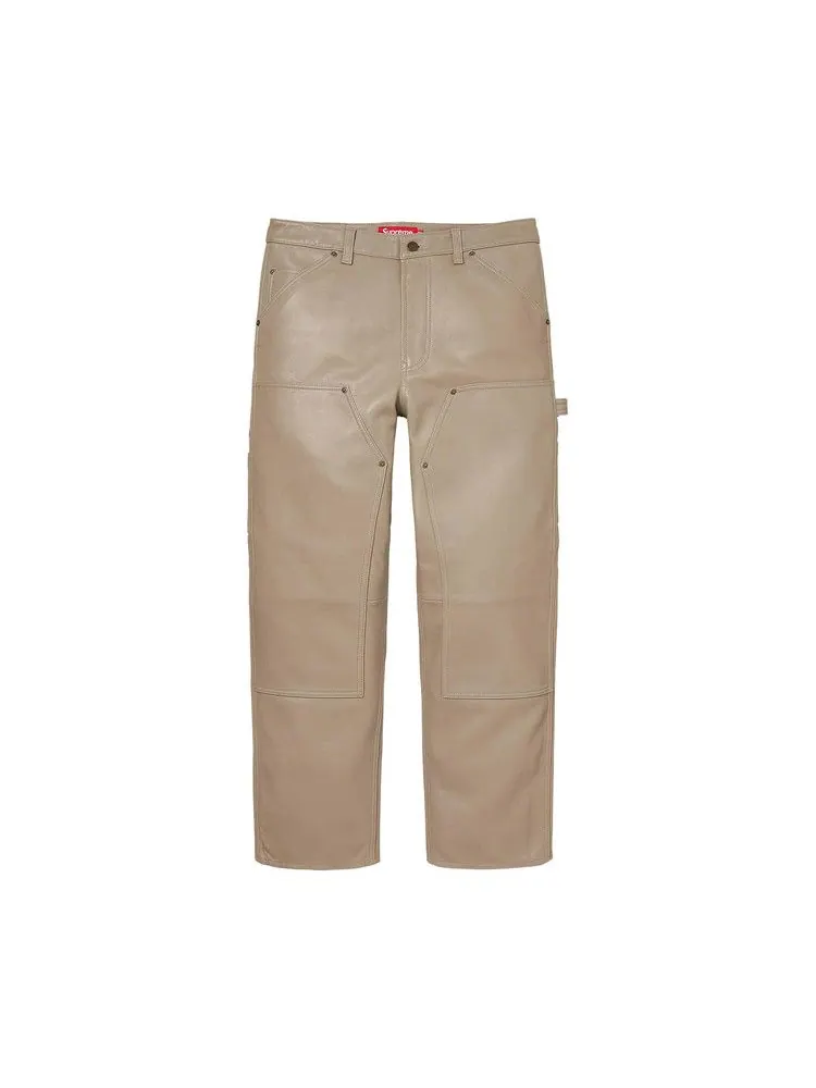 Брюки Supreme Leather Double Knee Painter Pant — изображение 1 из 2, бежевый