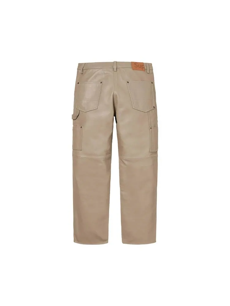 Брюки Supreme Leather Double Knee Painter Pant — изображение 2 из 2, бежевый