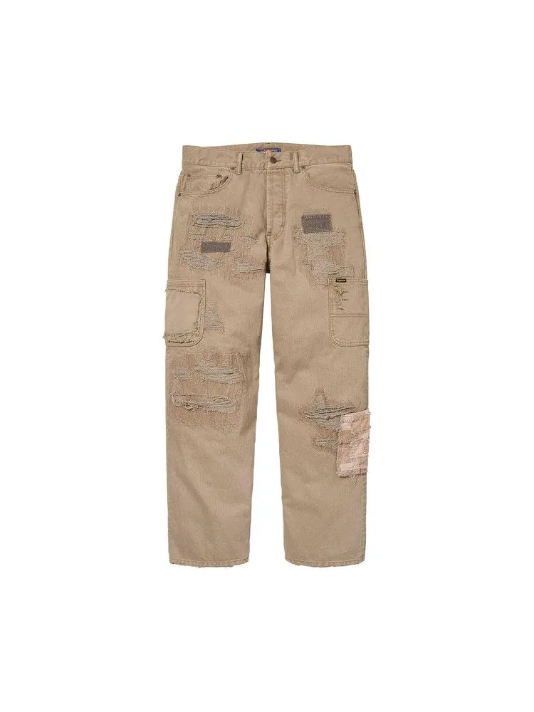 Джинсы Supreme x blackmeans Mended Loose Fit Jean — изображение 1 из 2, бежевый