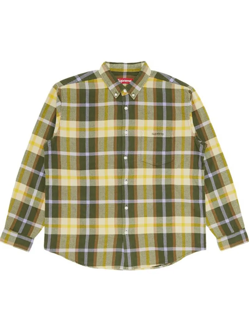Рубашка Supreme Plaid Flannel — изображение 1 из 3, зеленый/мультиколор