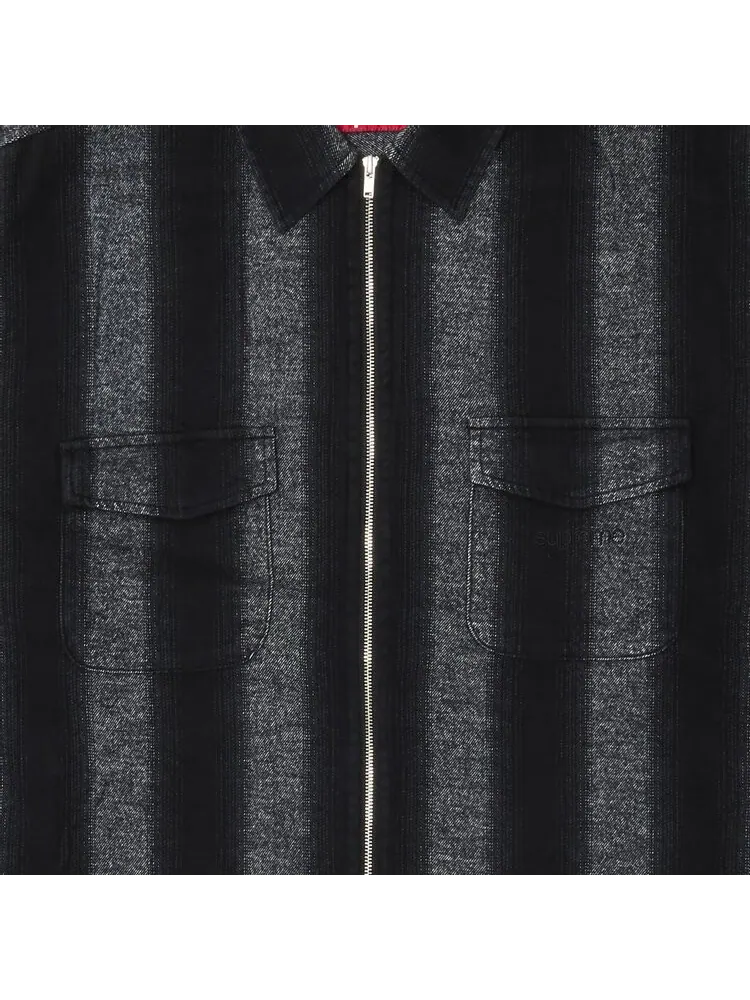 Рубашка Supreme Stripe Flannel Zip Up 'Black' — изображение 3 из 3, черный