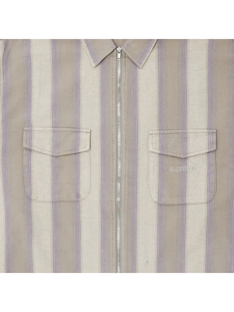 Рубашка Supreme Stripe Flannel Zip Up 'Grey' — изображение 3 из 3, серый