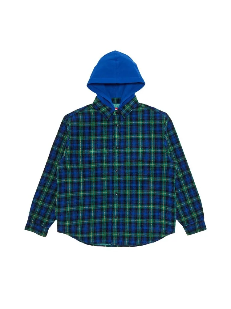 Рубашка Supreme Tartan Flannel Hooded 'Blue' — изображение 1 из 3, синий