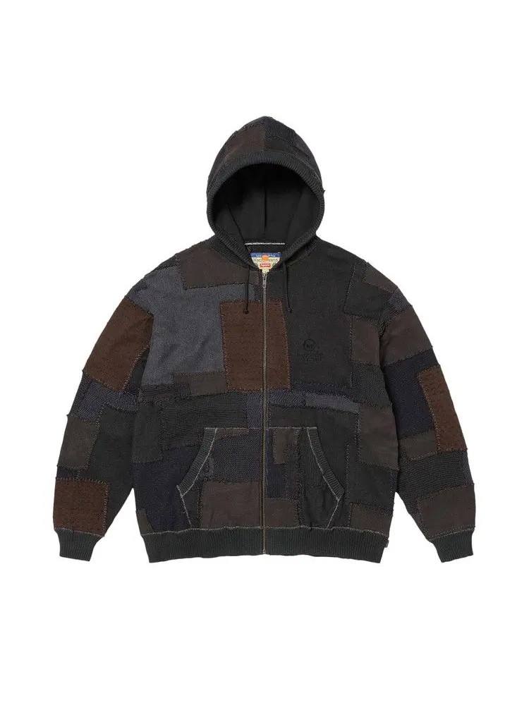 Свитер Supreme x blackmeans Patchwork Zip Up Hooded Sweater — изображение 1 из 2, черный