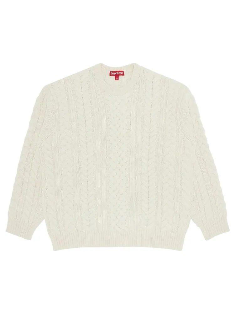 Свитер Supreme Appliqué Cable Knit 'Ivory' — изображение 1 из 3, бежевый