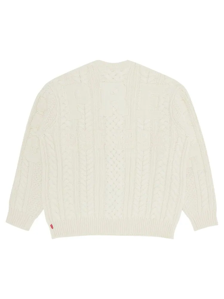 Свитер Supreme Appliqué Cable Knit 'Ivory' — изображение 2 из 3, бежевый