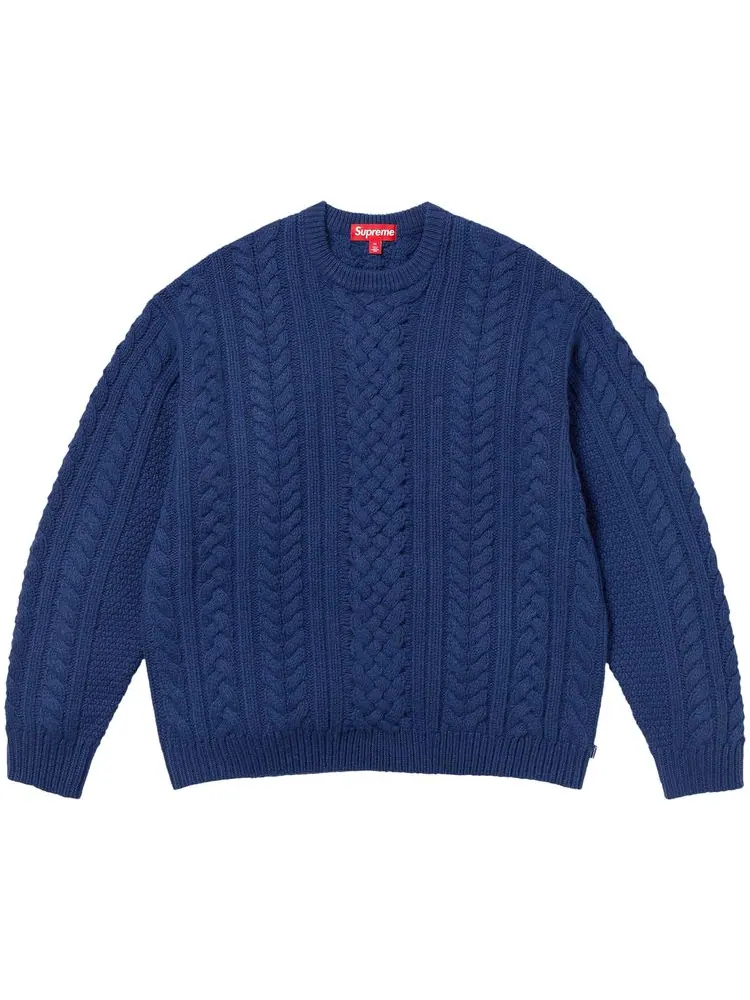 Свитер Supreme Appliqué Cable Knit Sweater 'Navy' — изображение 1 из 2, темно-синий
