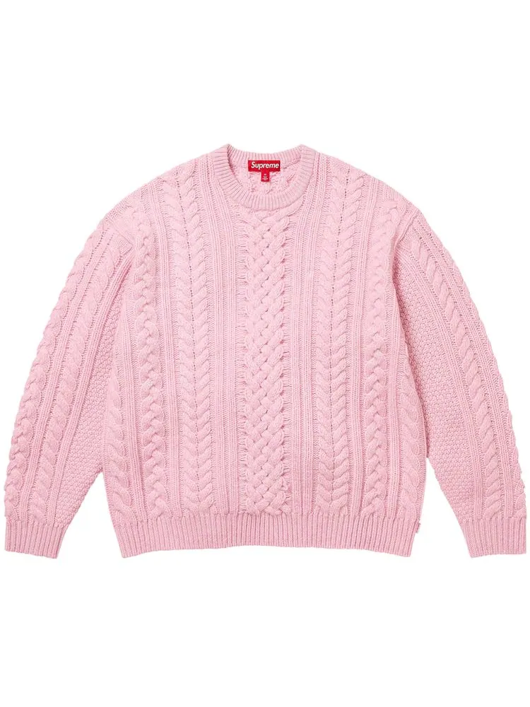 Свитер Supreme Appliqué Cable Knit Sweater Pink — изображение 1 из 2, розовый