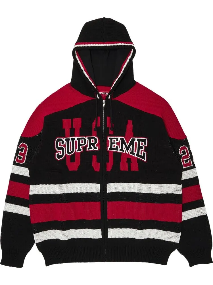 Свитер Supreme USA Zip Up Hooded 'Black' — изображение 1 из 3, черный