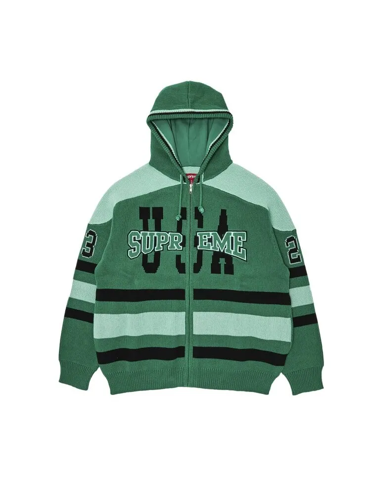 Свитер Supreme USA Zip Up Hooded 'Green' — изображение 1 из 3, зеленый