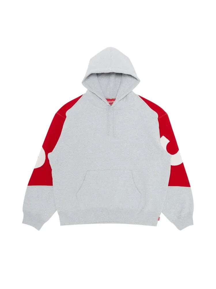 Толстовка Supreme Big Logo Jacquard Hooded 'Heather Grey' — изображение 1 из 3, серый