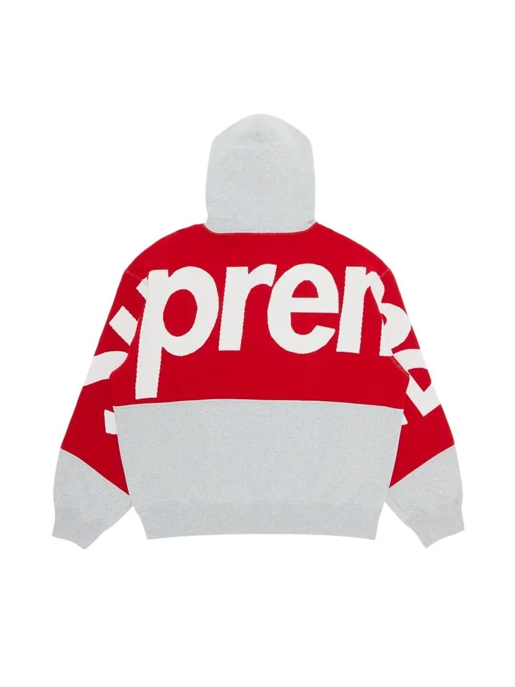 Толстовка Supreme Big Logo Jacquard Hooded 'Heather Grey' — изображение 2 из 3, серый