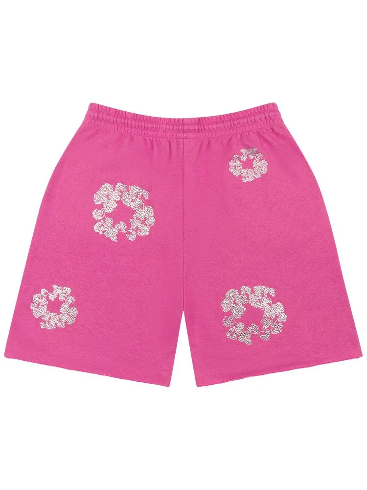 Шорты Denim Tears Cashmere Swarovski Cotton Wreath Shorts 'Pink' — изображение 2 из 2, розовый