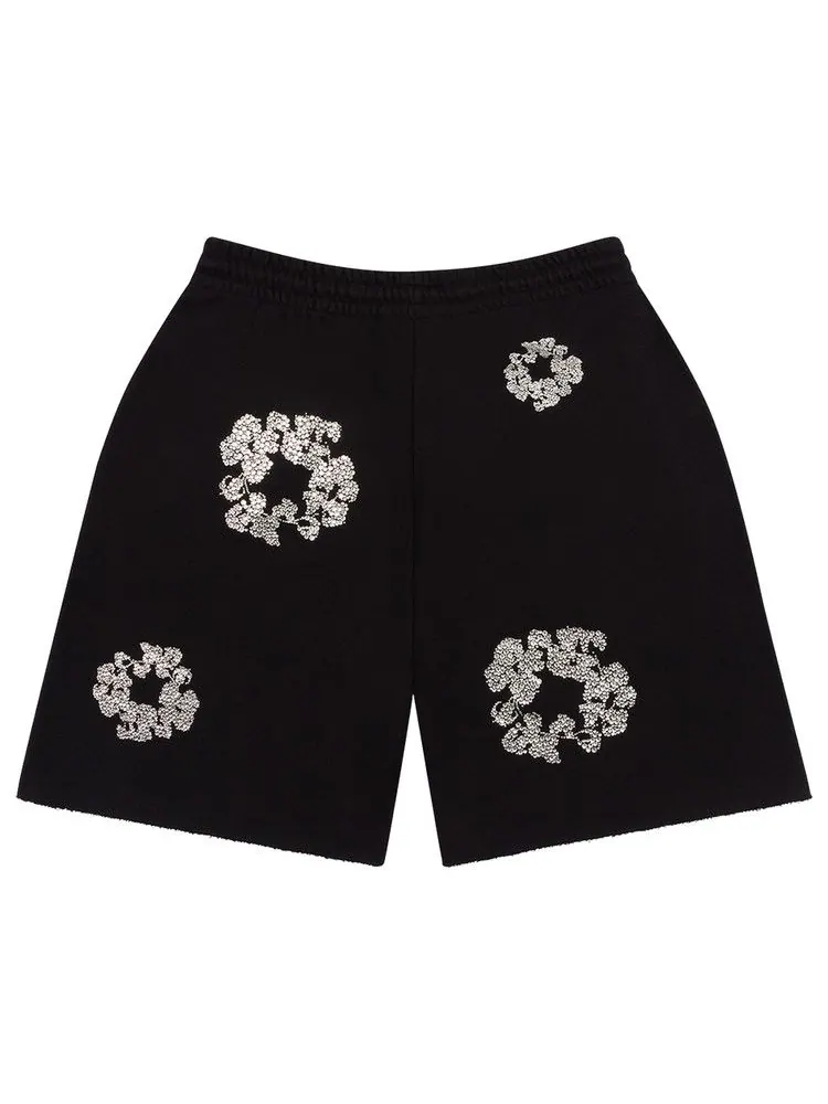 Шорты Denim Tears Cashmere Swarovski Cotton Wreath Shorts — изображение 2 из 2, черный
