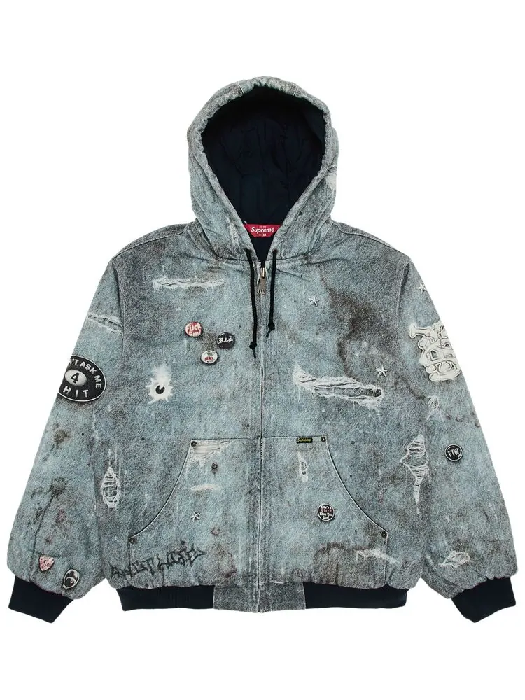 Куртка Supreme HJR Trompe L'oeil Hooded Work Jacket 'Blue' — изображение 1 из 3, синий