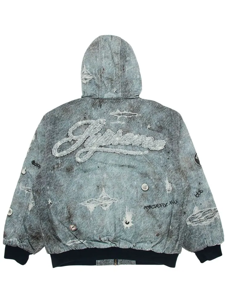 Куртка Supreme HJR Trompe L'oeil Hooded Work Jacket 'Blue' — изображение 2 из 3, синий
