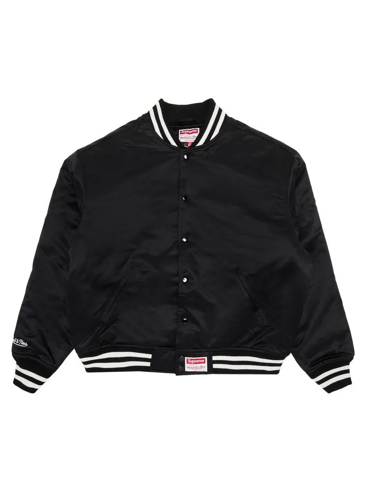 Куртка Supreme x Mitchell & Ness Satin Varsity Jacket — изображение 2 из 3, черный