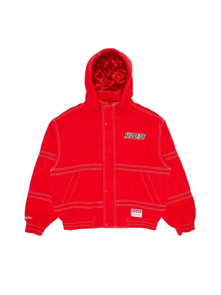 Куртка Supreme x Mitchell & Ness Twill Stadium Jacket 'Red' — изображение 1 из 3, красный