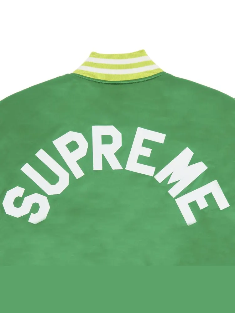 Куртка Supreme x Mitchell & Ness Satin Varsity Jacket 'Green' — изображение 3 из 3, зеленый