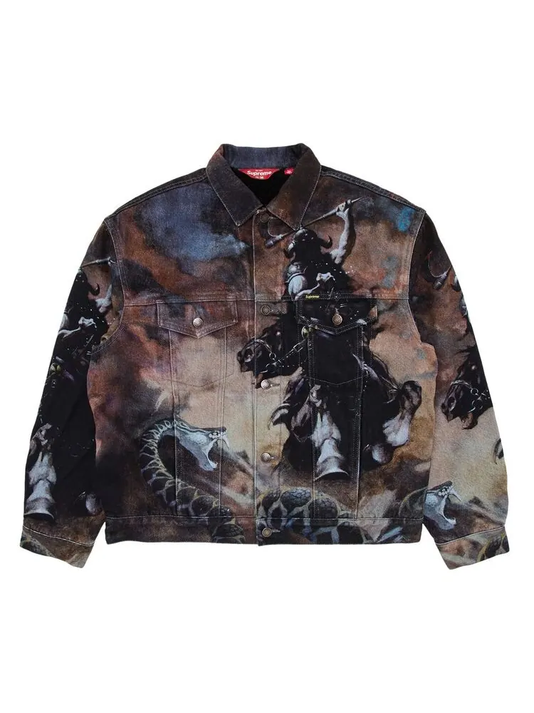 Куртка Supreme x Frank Frazetta Faux Shearling Lined Trucker Jacket Multicolor — изображение 1 из 3, мульти