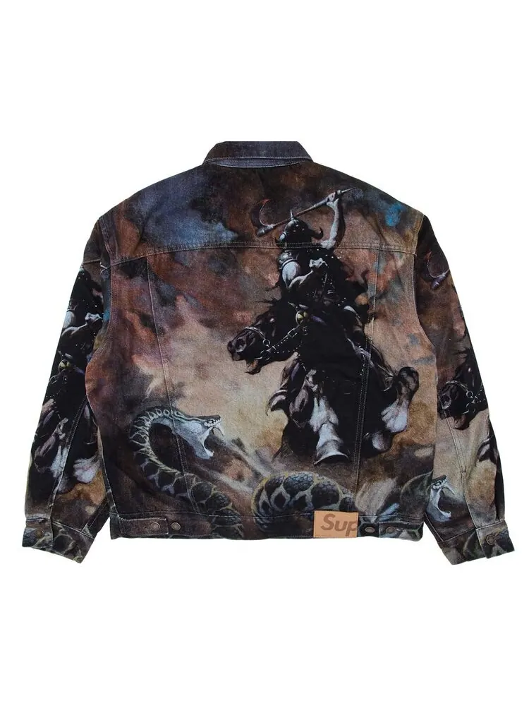 Куртка Supreme x Frank Frazetta Faux Shearling Lined Trucker Jacket Multicolor — изображение 2 из 3, мульти
