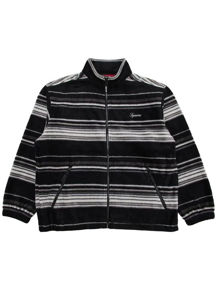 Куртка Supreme Stripe Zip Up Fleece Jacket — изображение 1 из 3, черный