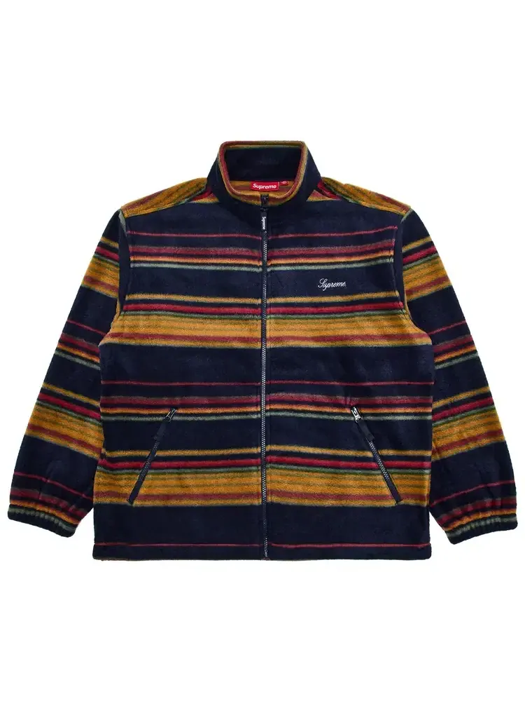 Флисовая куртка в полоску на молнии Supreme — изображение 1 из 3, синий