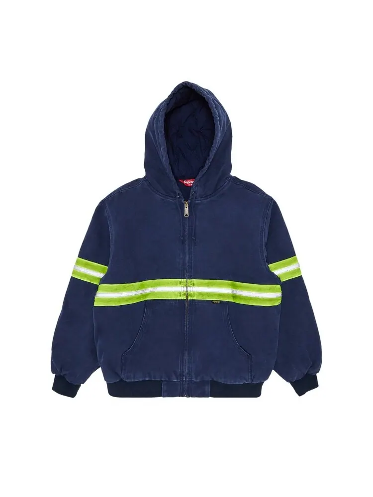 Куртка Supreme Reflective Stripe Hooded Work Jacket — изображение 1 из 3, темно-синий