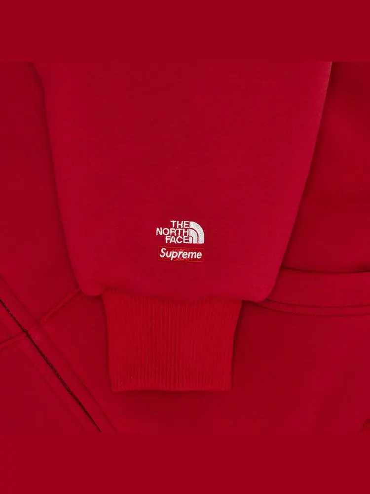 Толстовка Supreme x The North Face Down Filled Zip Up Hooded Sweatshirt — изображение 3 из 3, красный