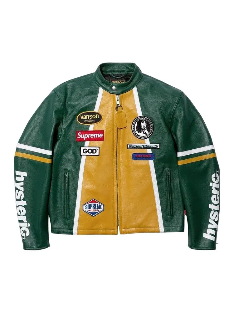 Куртка Supreme x HYSTERIC GLAMOUR x Vanson Leather Jacket — изображение 1 из 2, зеленый