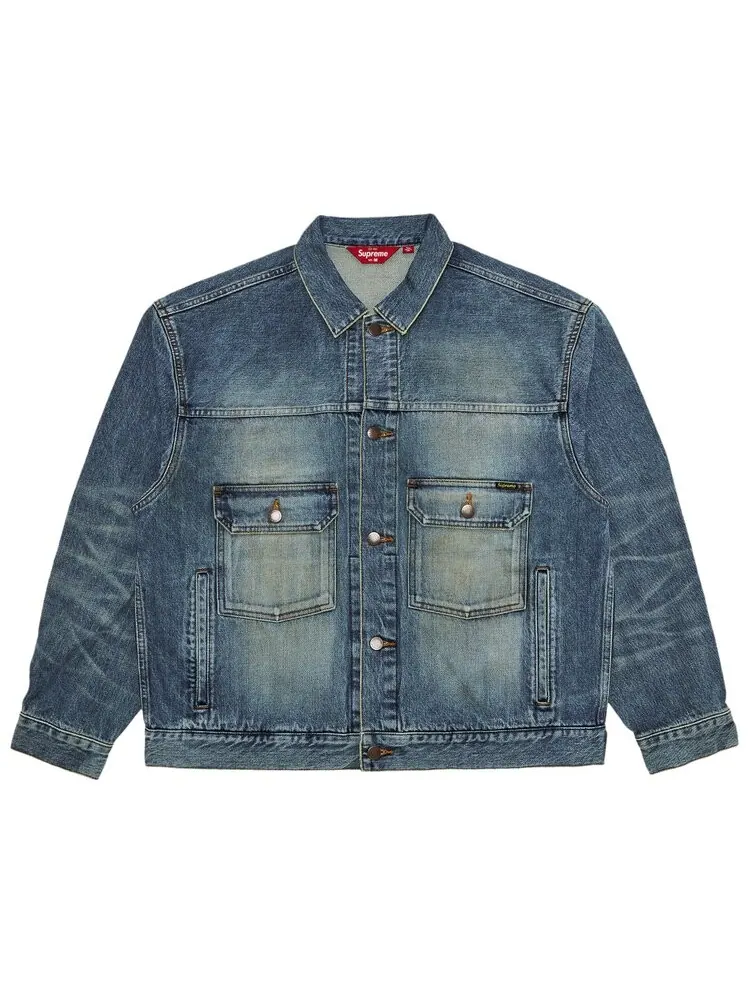 Куртка Supreme Distressed Selvedge Trucker Jacket — изображение 1 из 3, индиго