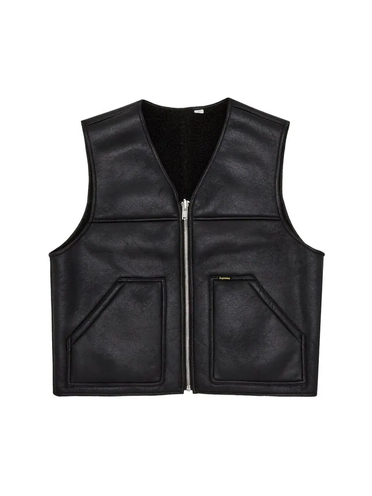 Утепленный жилет Supreme Reversible Faux Shearling Work Vest — изображение 1 из 3, черный