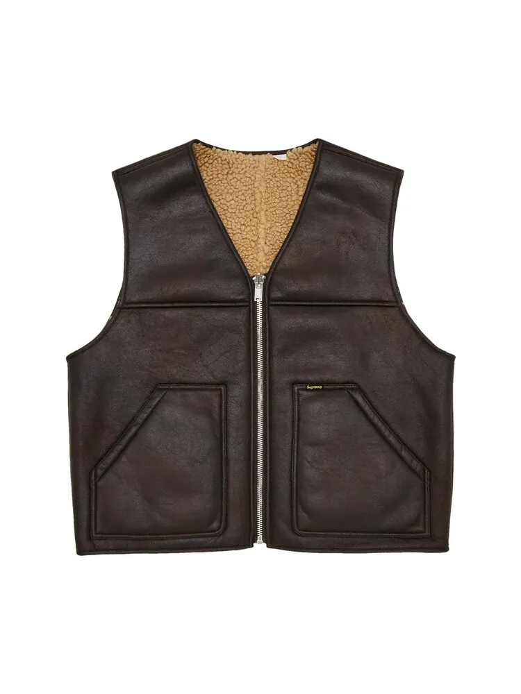 Утепленный жилет Supreme Reversible Faux Shearling Work Vest — изображение 1 из 3, коричневый