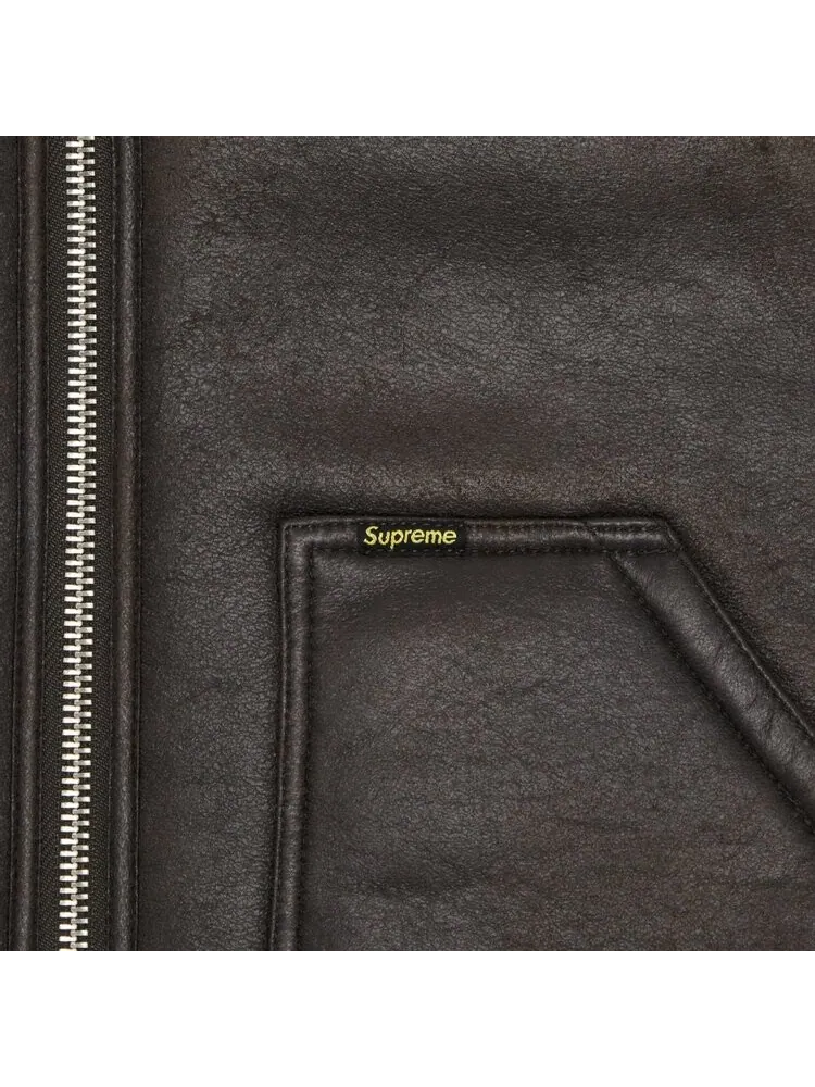 Утепленный жилет Supreme Reversible Faux Shearling Work Vest — изображение 3 из 3, коричневый