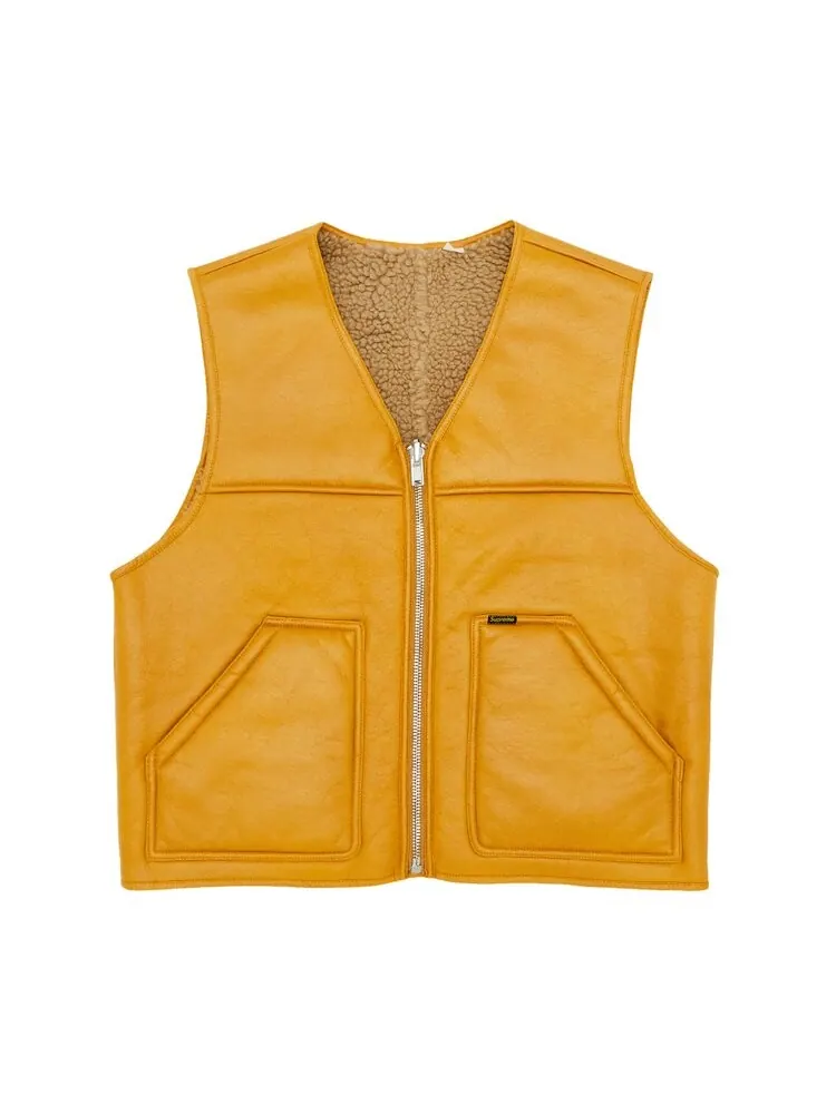Утепленный жилет Supreme Reversible Faux Shearling Work Vest — изображение 1 из 3, желтый