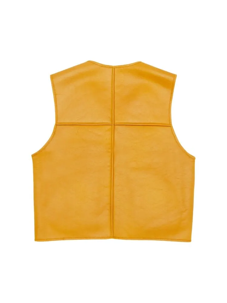 Утепленный жилет Supreme Reversible Faux Shearling Work Vest — изображение 2 из 3, желтый